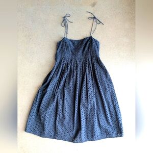 Gap Navy Blue Cotton Eyelet Dress - 8